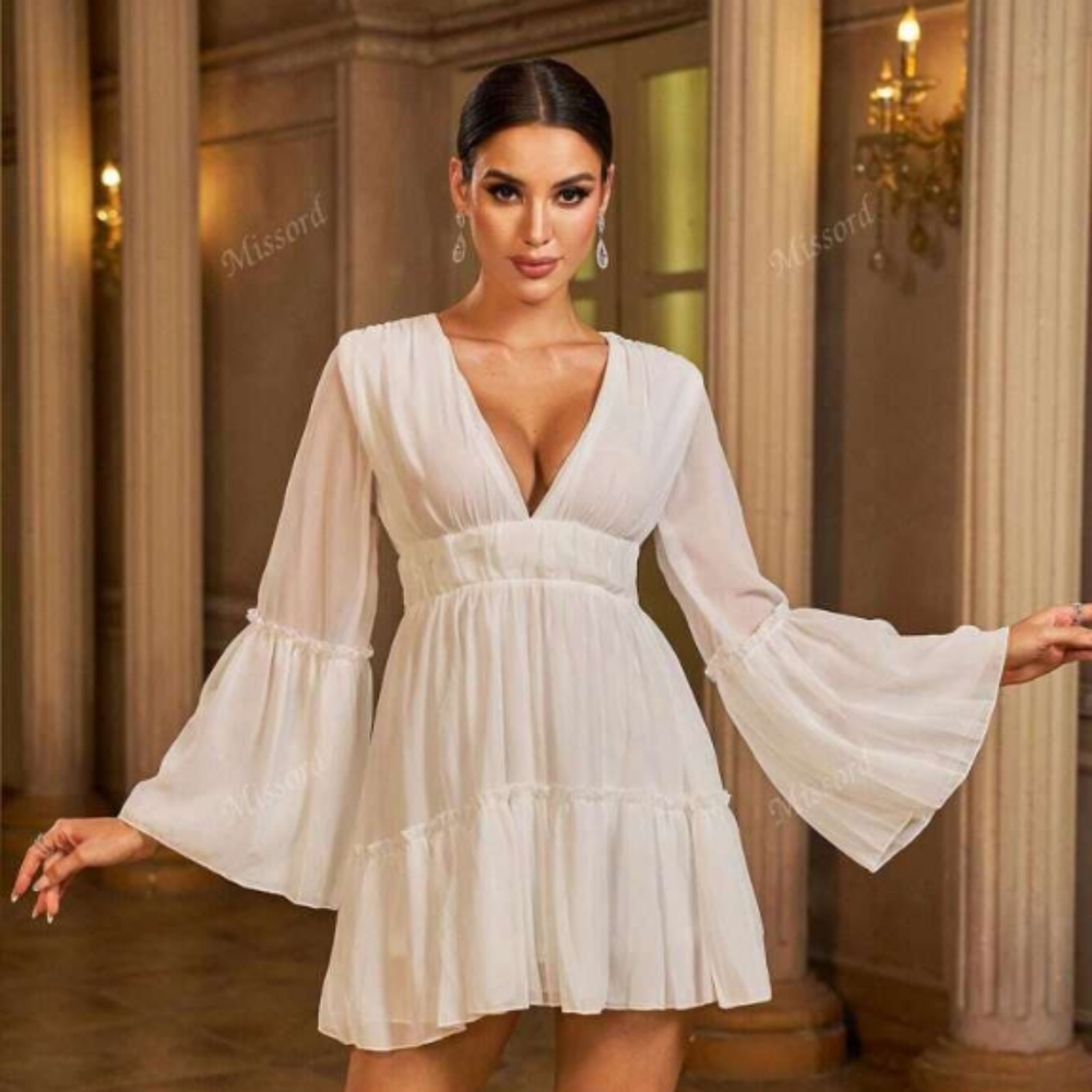 White Ruffled Tiered Babydoll Dress